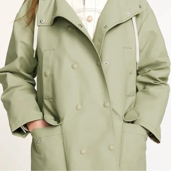 J Crew Green Double-breasted raincoat size MP - Picture 3 of 16